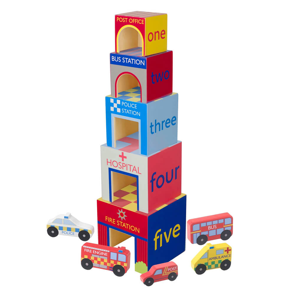 Emergency Services Wooden Stacking Cubes